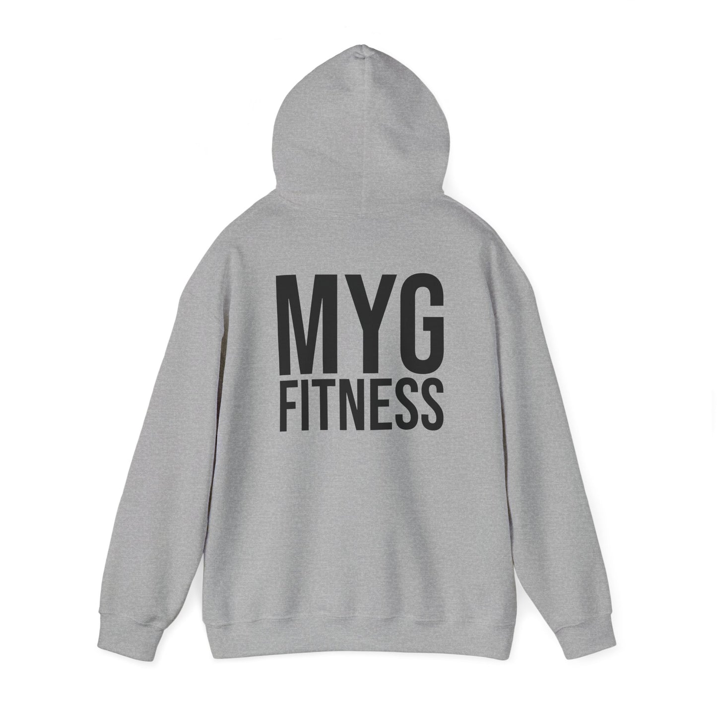 MYGFITNESS Essentials Logo With Back Print Unisex Heavy Blend™ Hoodie - Motivational Activewear for Fitness Enthusiasts