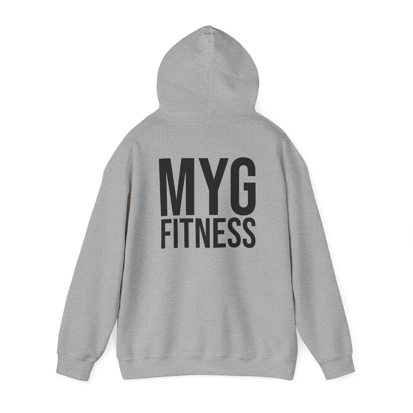 MYGFITNESS Essentials Logo With Back Print Unisex Heavy Blend™ Hoodie - Motivational Activewear for Fitness Enthusiasts