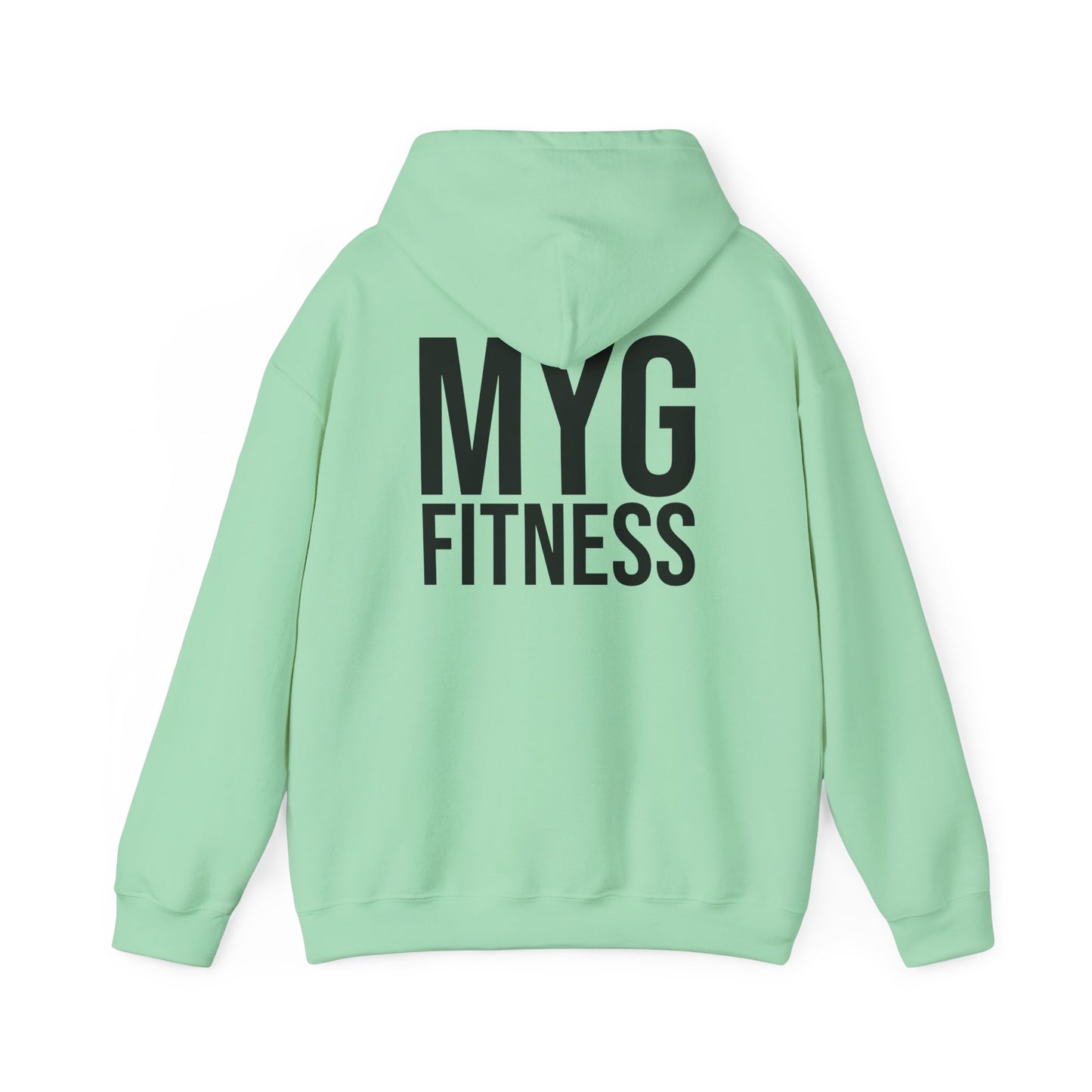 MYGFITNESS Essentials Logo With Back Print Unisex Heavy Blend™ Hoodie - Motivational Activewear for Fitness Enthusiasts