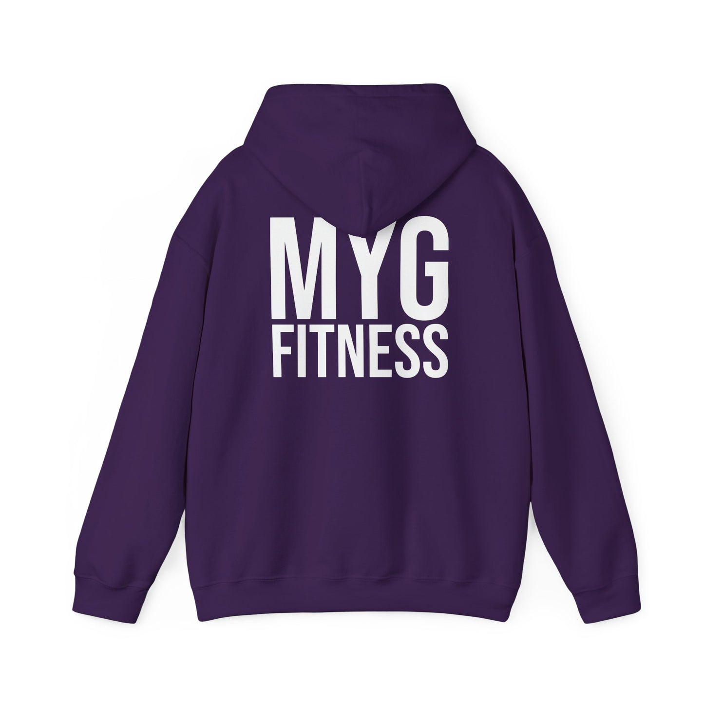 MYGFITNESS Essentials Logo With Back Print Unisex Heavy Blend™ Hoodie - Motivational Activewear for Fitness Enthusiasts