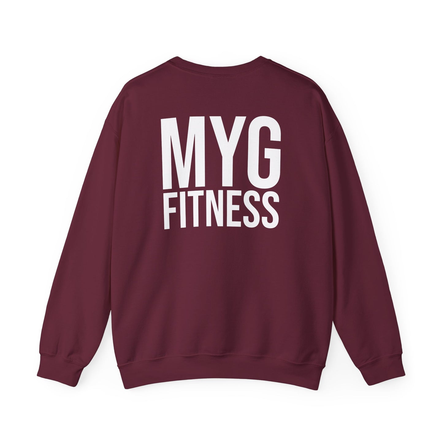 MYGFITNESS Essentials Logo With Back Print Unisex Heavy Blend™ Crewneck Sweatshirt - Cozy Apparel for Workout Enthusiasts