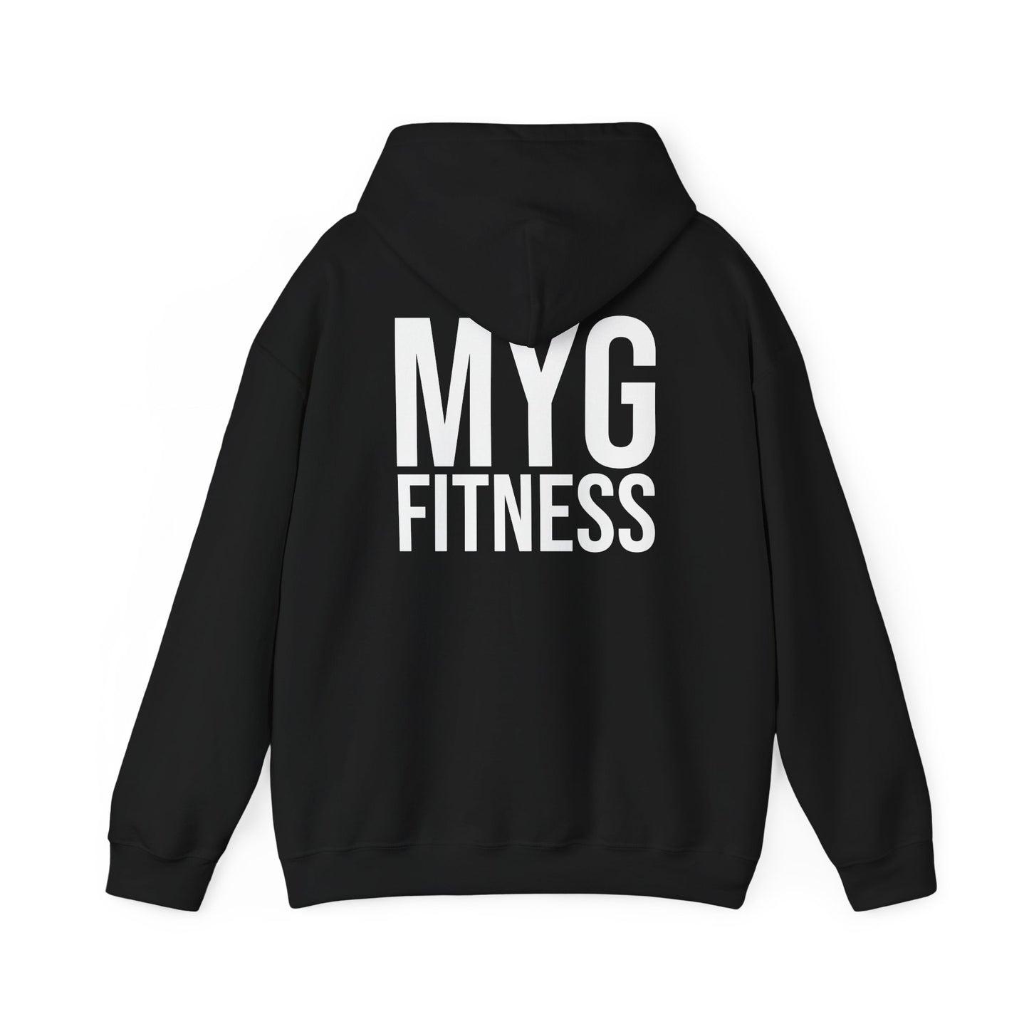 MYGFITNESS Essentials Logo With Back Print Unisex Heavy Blend™ Hoodie - Motivational Activewear for Fitness Enthusiasts