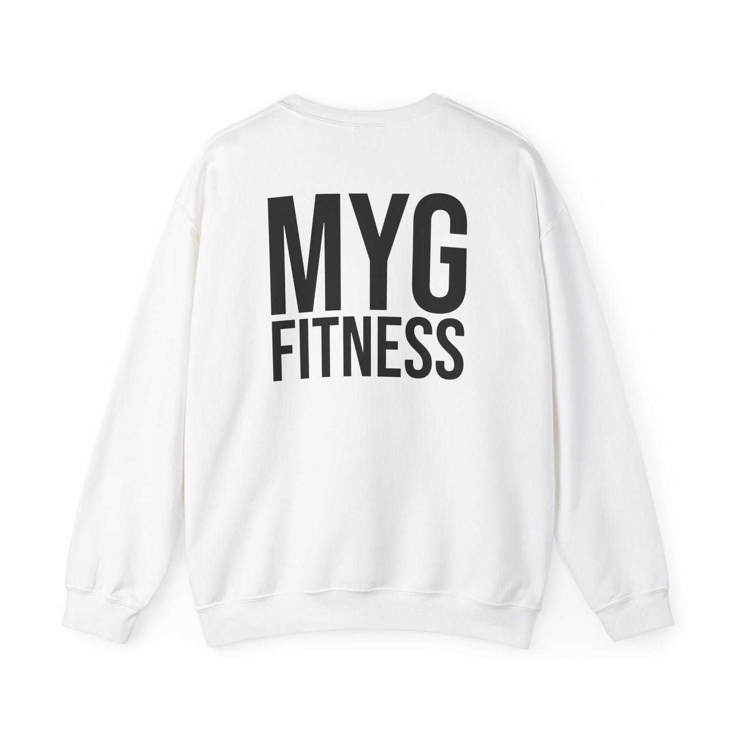 MYGFITNESS Essentials Logo With Back Print Unisex Heavy Blend™ Crewneck Sweatshirt - Cozy Apparel for Workout Enthusiasts