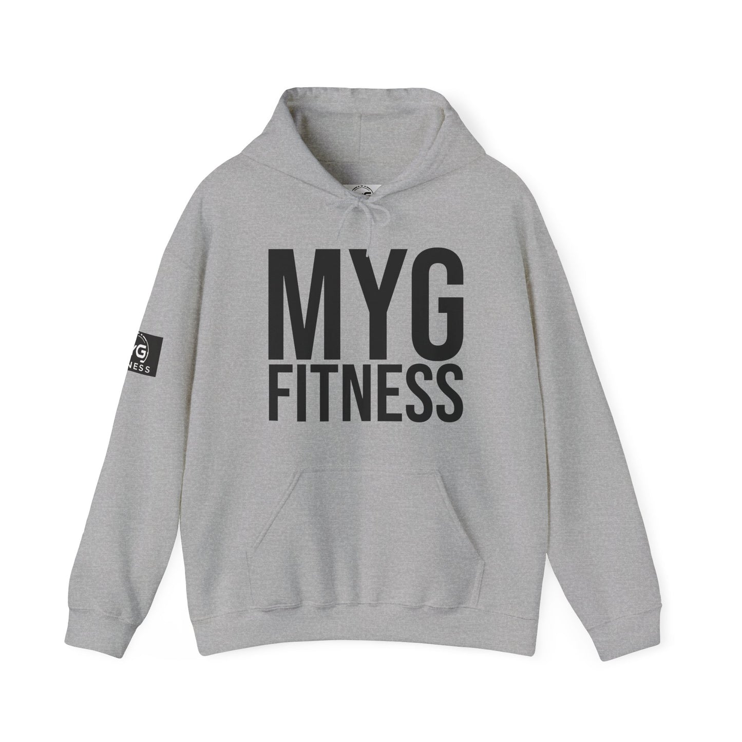 MYGFITNESS Essentials Arm Logo Unisex Heavy Blend™ Hoodie - Motivational Activewear for Fitness Enthusiasts