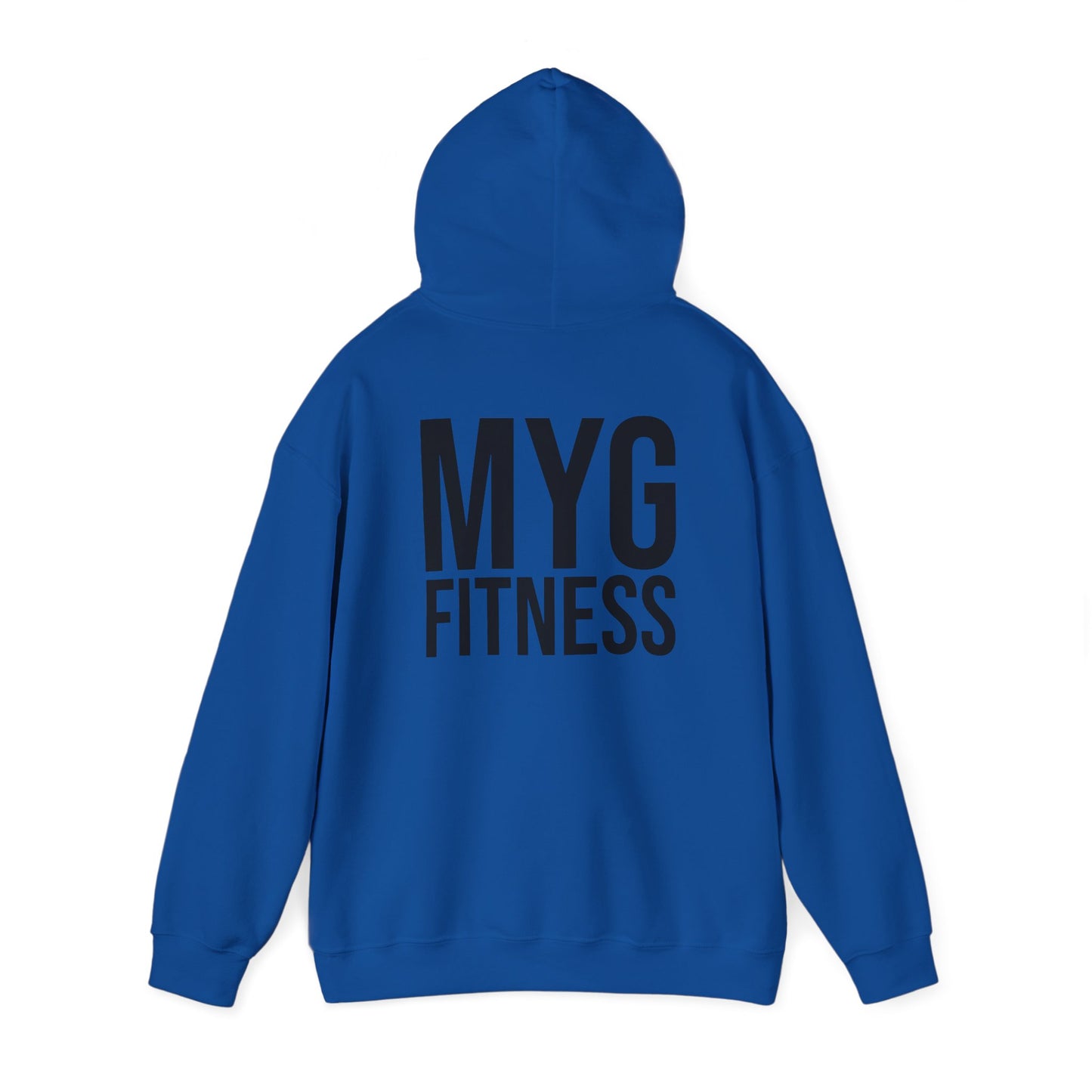 MYGFITNESS Essentials Logo With Back Print Unisex Heavy Blend™ Hoodie - Motivational Activewear for Fitness Enthusiasts