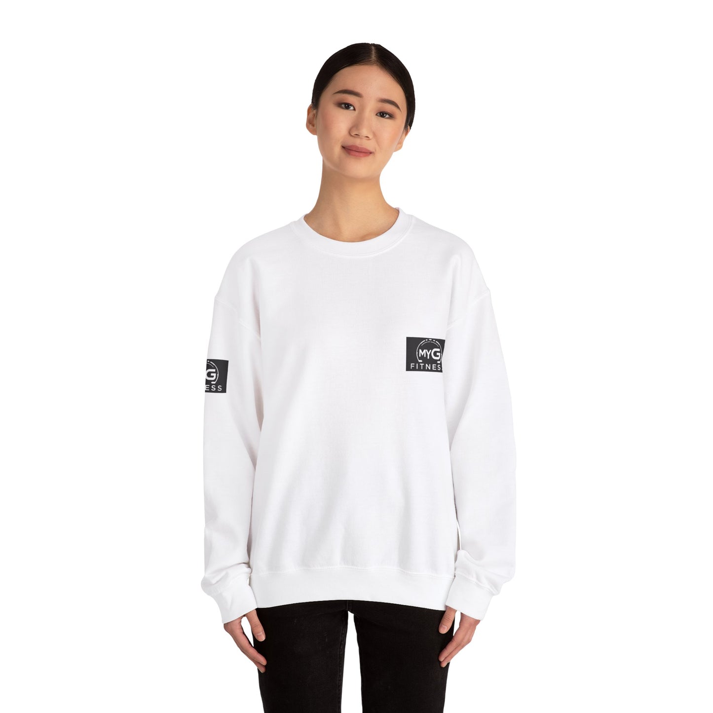 MYGFITNESS Essentials Arm Logo Unisex Heavy Blend™ Crewneck Sweatshirt - Cozy Apparel for Workout Enthusiasts