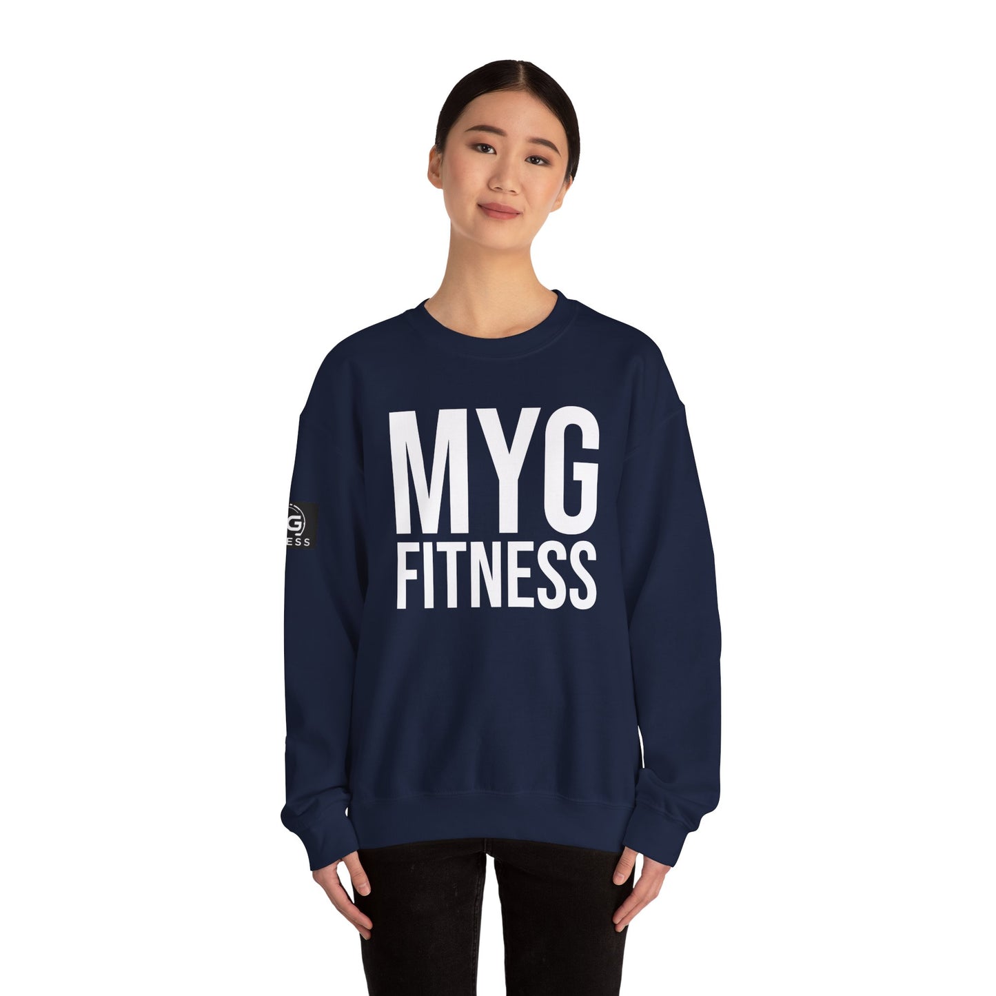 MYGFITNESS Essentials Arm Logo Unisex Heavy Blend™ Crewneck Sweatshirt - Cozy Apparel for Workout Enthusiasts