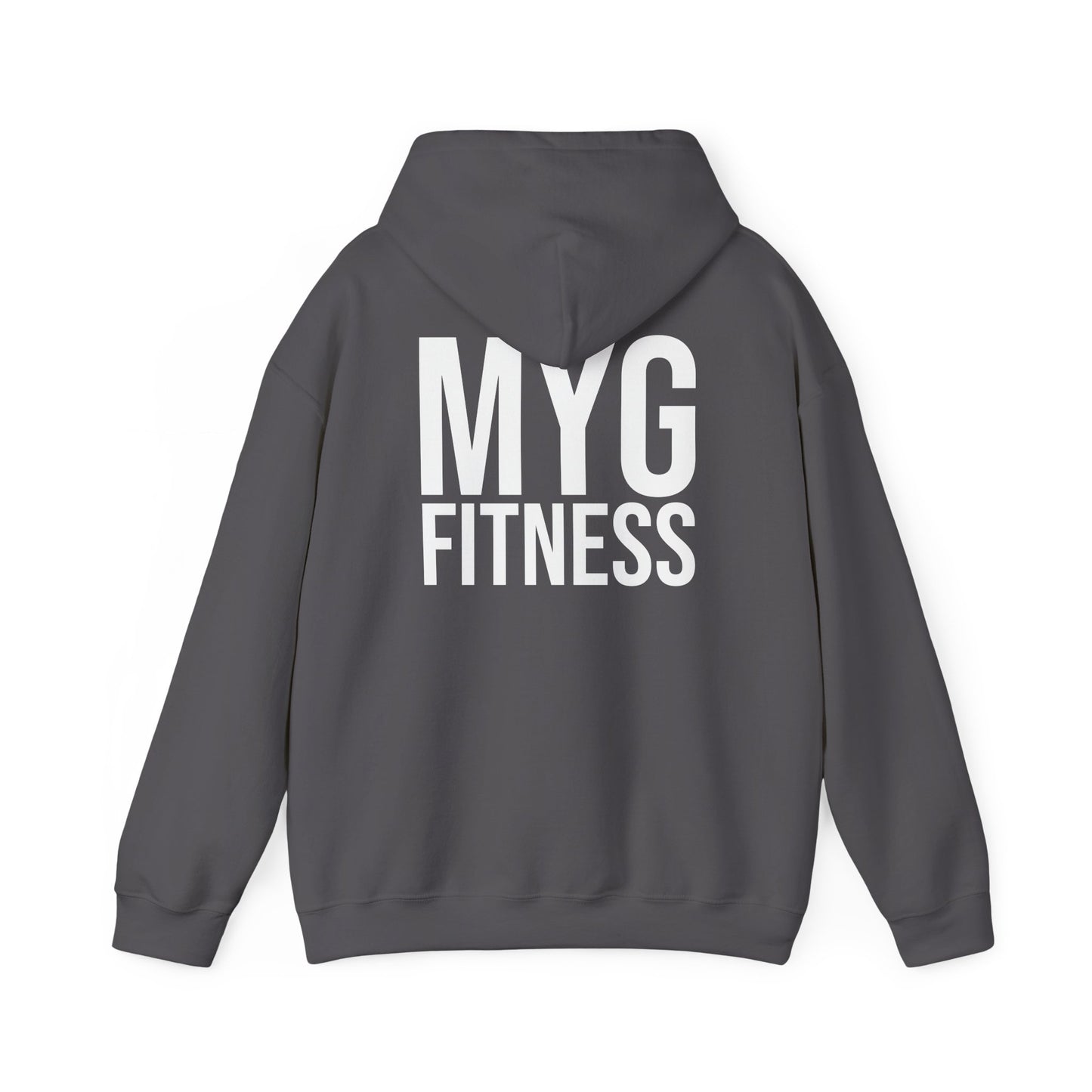 MYGFITNESS Essentials Logo With Back Print Unisex Heavy Blend™ Hoodie - Motivational Activewear for Fitness Enthusiasts