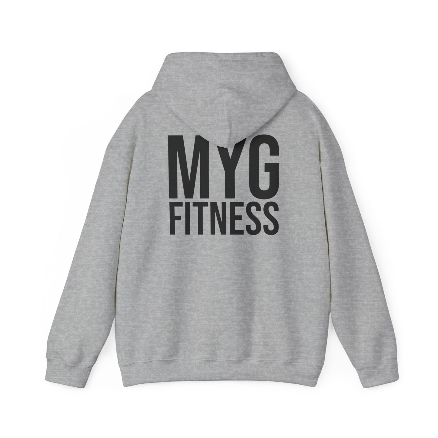 MYGFITNESS Essentials Logo With Back Print Unisex Heavy Blend™ Hoodie - Motivational Activewear for Fitness Enthusiasts