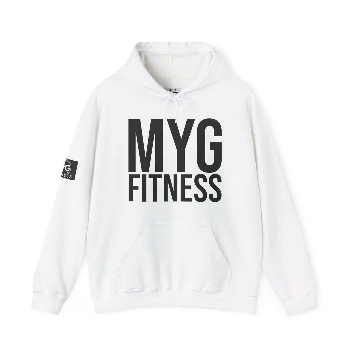 MYGFITNESS Essentials Arm Logo Unisex Heavy Blend™ Hoodie - Motivational Activewear for Fitness Enthusiasts