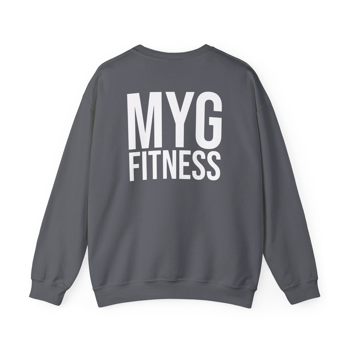 MYGFITNESS Essentials Logo With Back Print Unisex Heavy Blend™ Crewneck Sweatshirt - Cozy Apparel for Workout Enthusiasts