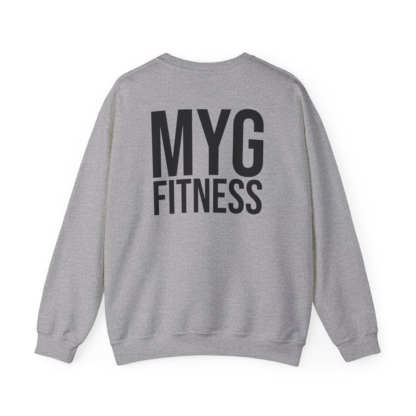 MYGFITNESS Essentials Logo With Back Print Unisex Heavy Blend™ Crewneck Sweatshirt - Cozy Apparel for Workout Enthusiasts