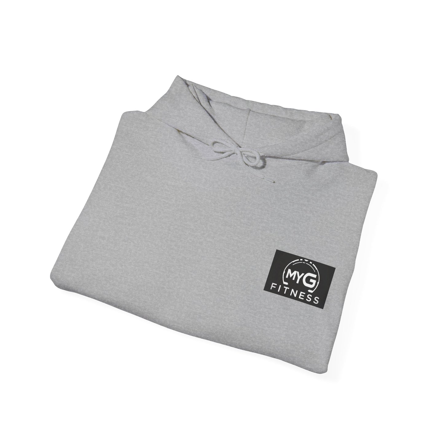 MYGFITNESS Essentials Logo With Back Print Unisex Heavy Blend™ Hoodie - Motivational Activewear for Fitness Enthusiasts