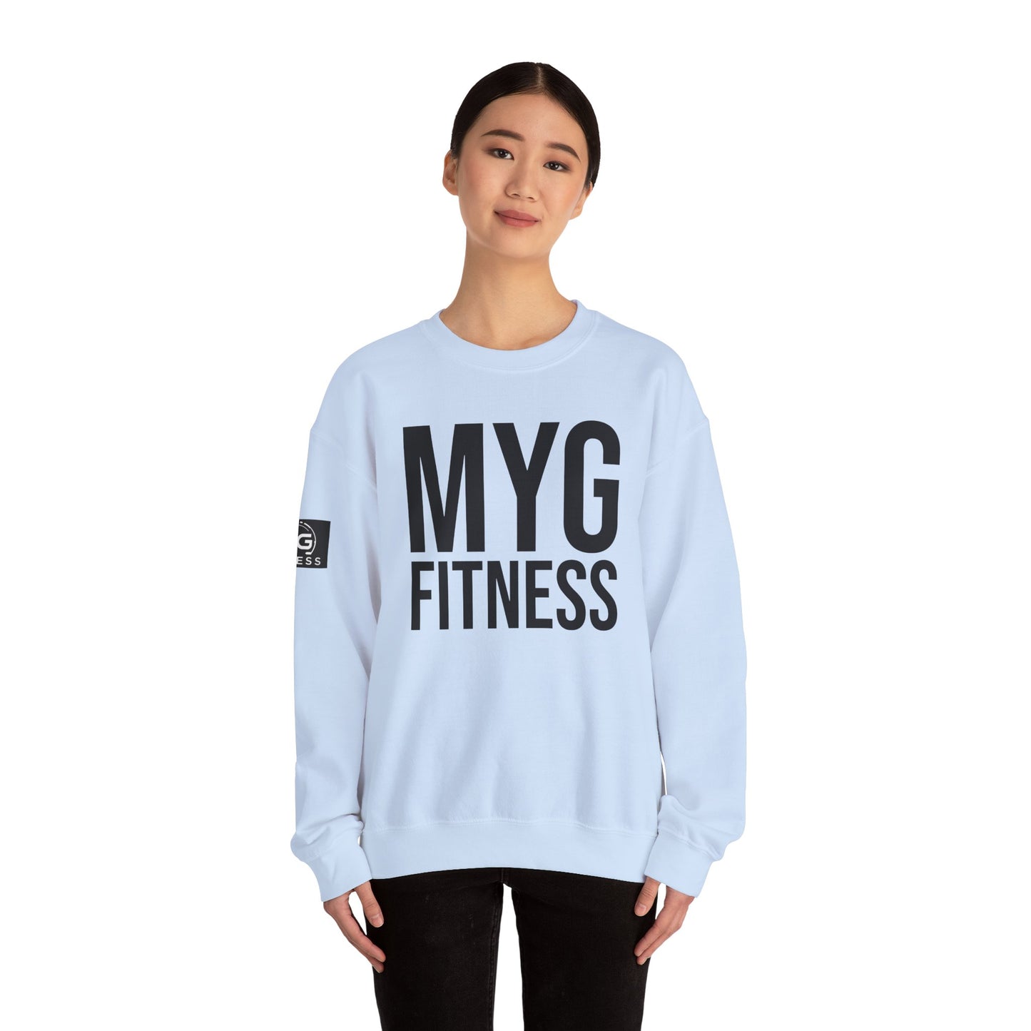 MYGFITNESS Essentials Arm Logo Unisex Heavy Blend™ Crewneck Sweatshirt - Cozy Apparel for Workout Enthusiasts