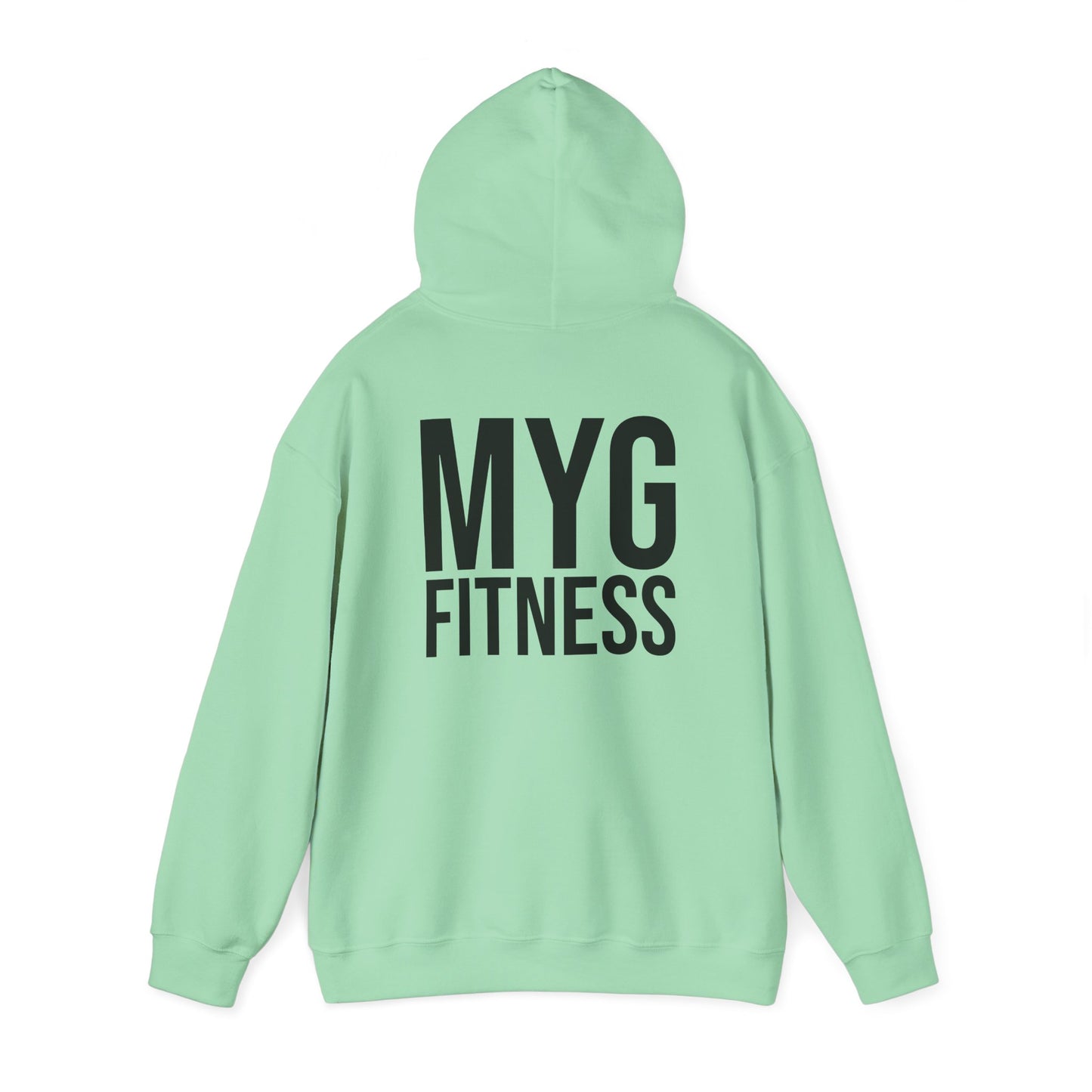 MYGFITNESS Essentials Logo With Back Print Unisex Heavy Blend™ Hoodie - Motivational Activewear for Fitness Enthusiasts