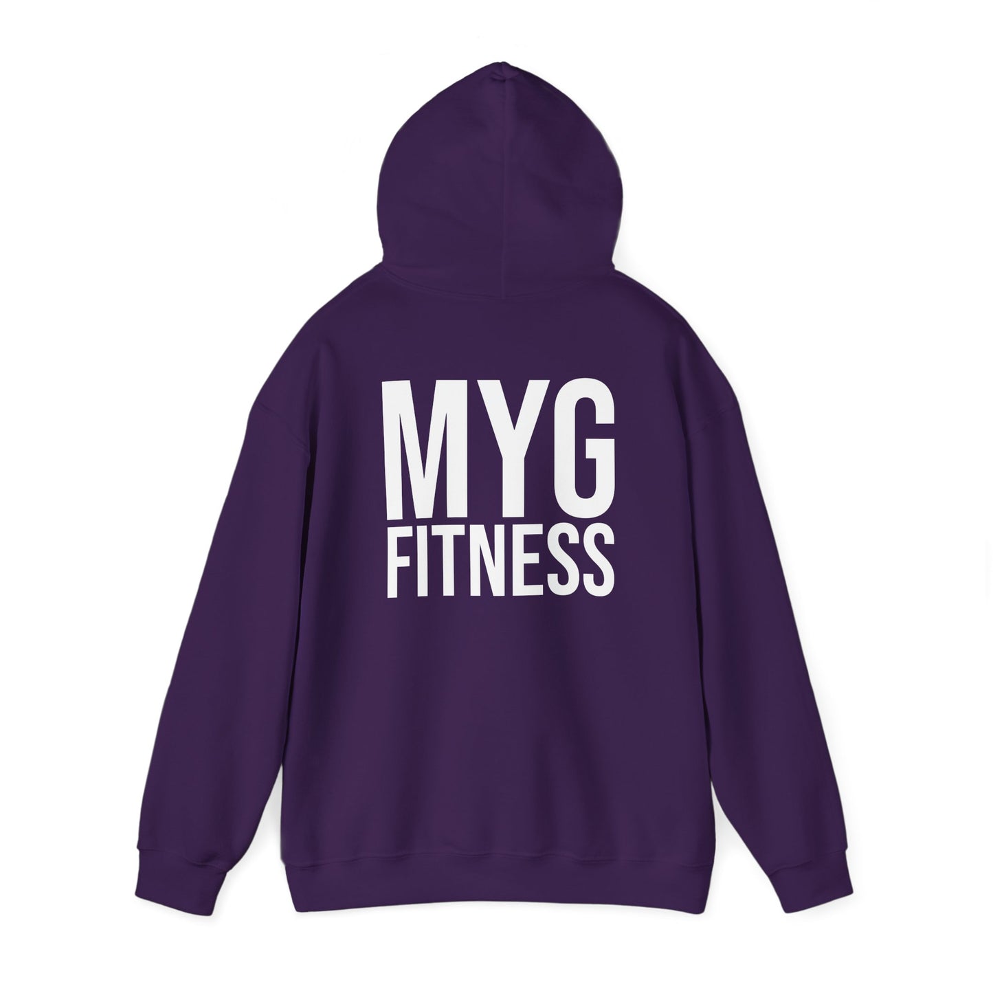 MYGFITNESS Essentials Logo With Back Print Unisex Heavy Blend™ Hoodie - Motivational Activewear for Fitness Enthusiasts