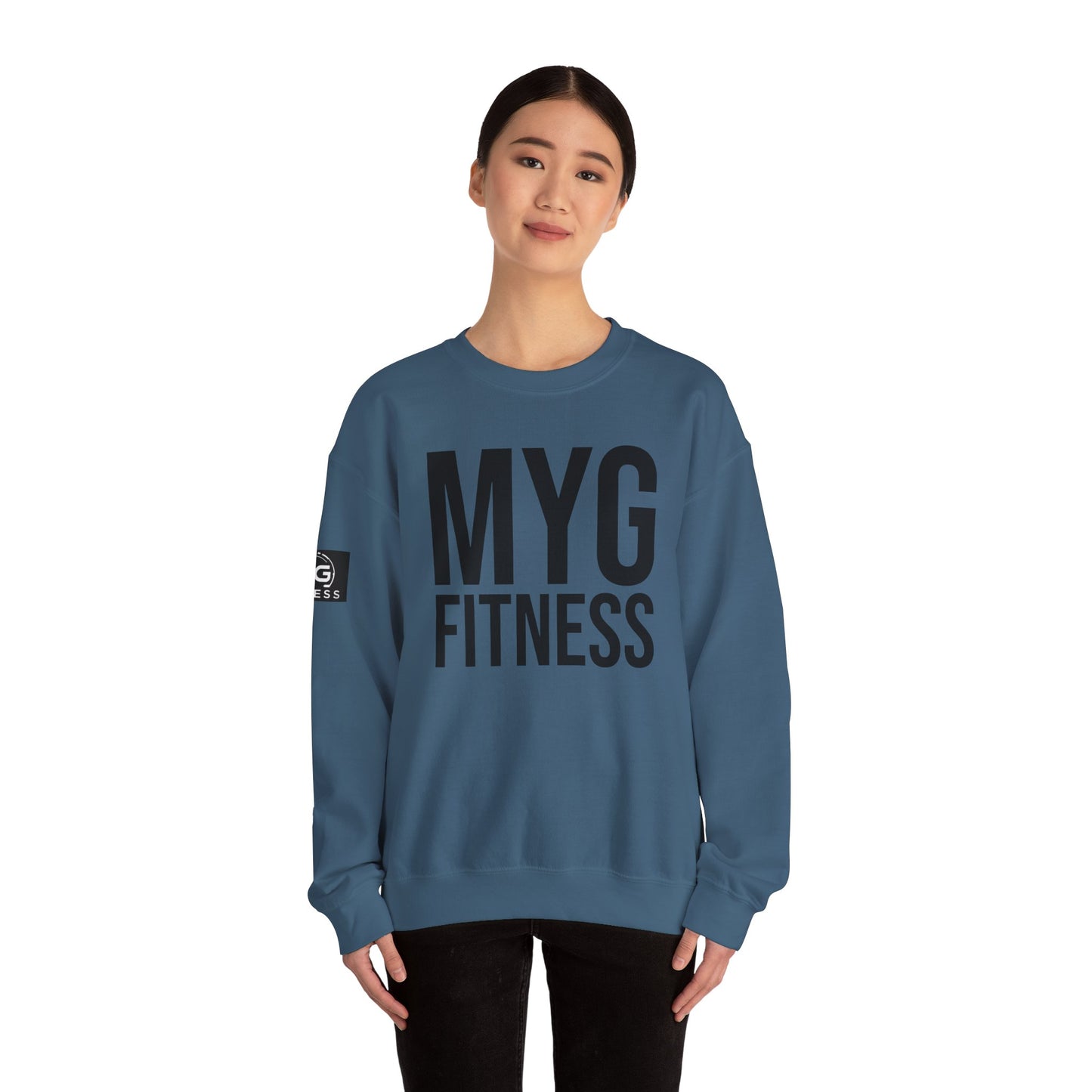 MYGFITNESS Essentials Arm Logo Unisex Heavy Blend™ Crewneck Sweatshirt - Cozy Apparel for Workout Enthusiasts