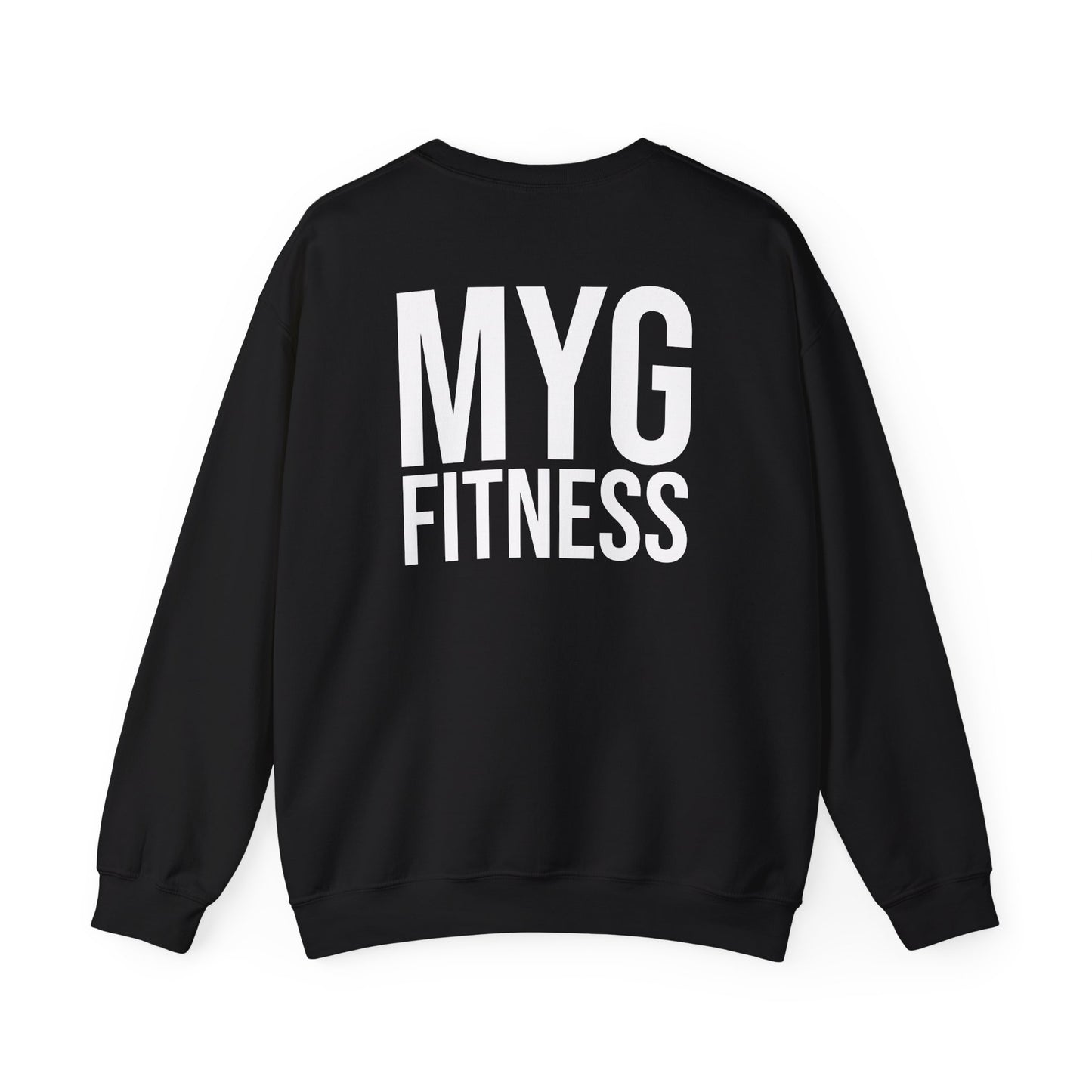 MYGFITNESS Essentials Logo With Back Print Unisex Heavy Blend™ Crewneck Sweatshirt - Cozy Apparel for Workout Enthusiasts