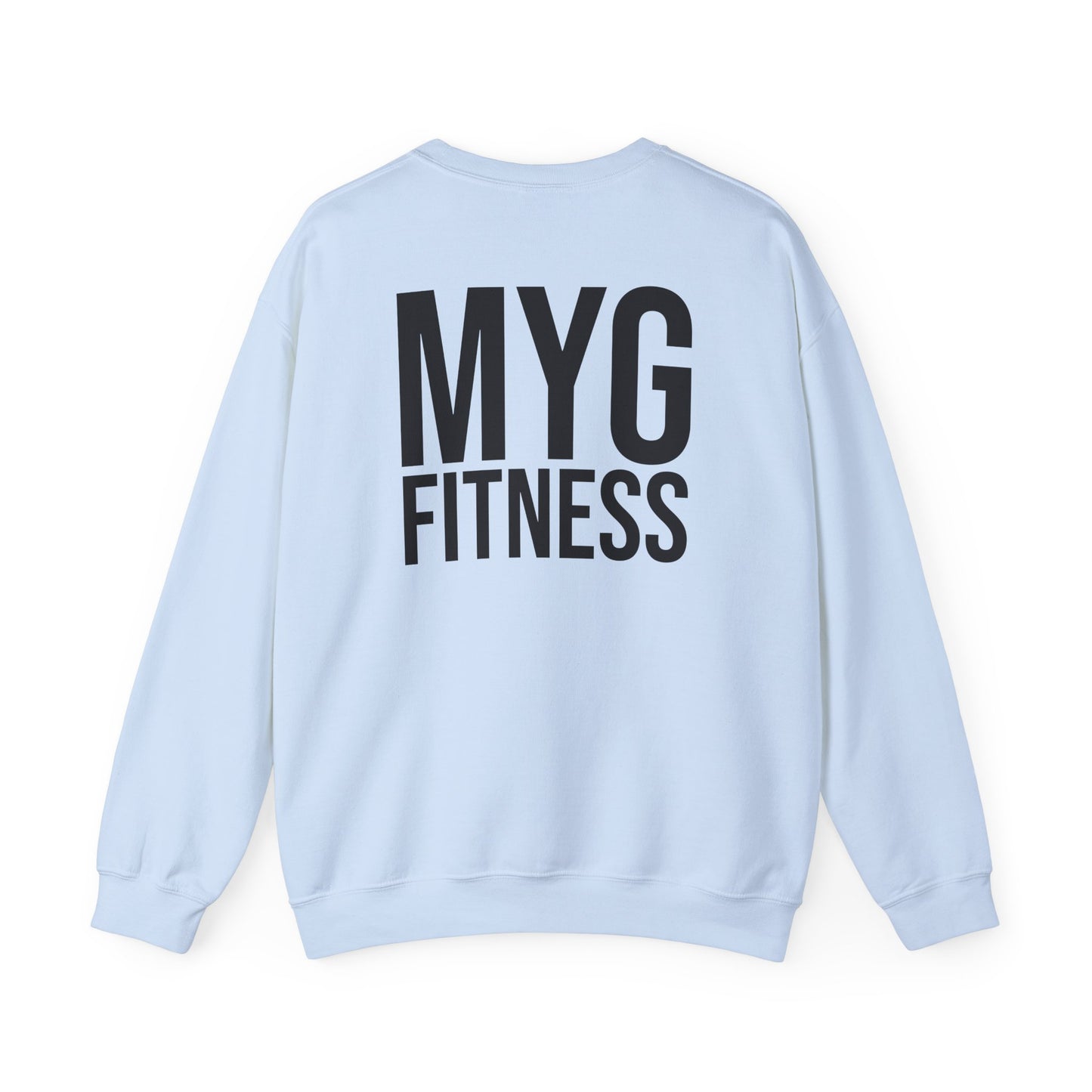 MYGFITNESS Essentials Logo With Back Print Unisex Heavy Blend™ Crewneck Sweatshirt - Cozy Apparel for Workout Enthusiasts