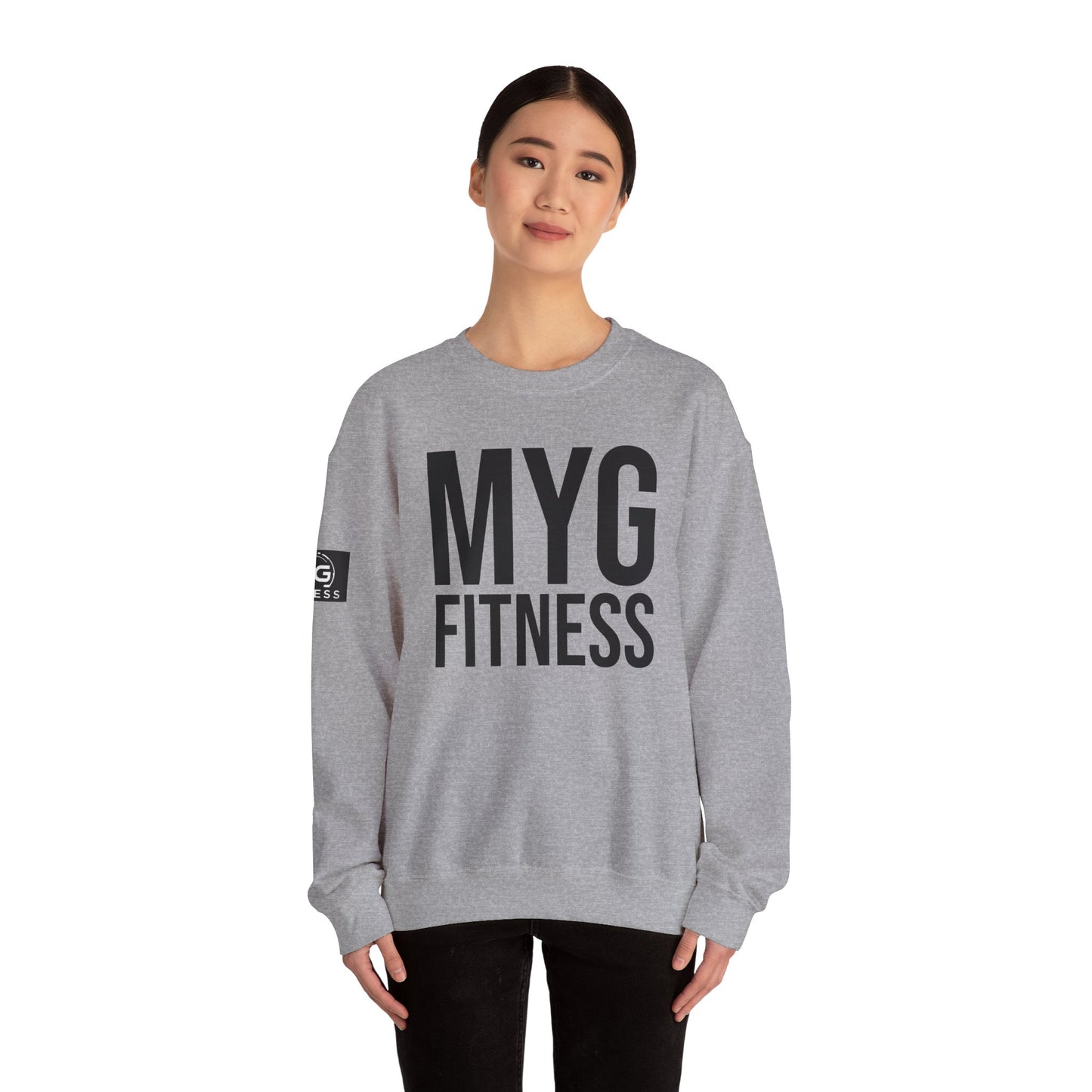 MYGFITNESS Essentials Arm Logo Unisex Heavy Blend™ Crewneck Sweatshirt - Cozy Apparel for Workout Enthusiasts