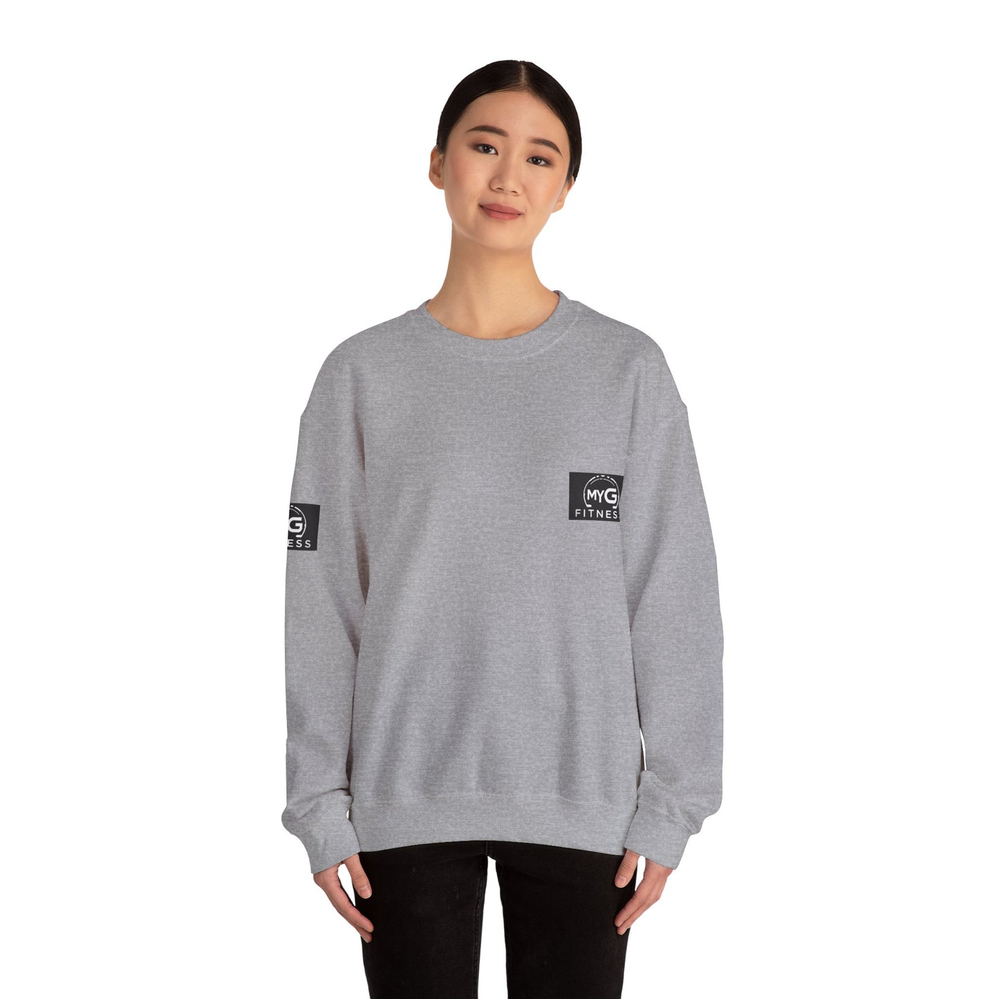 MYGFITNESS Essentials Arm Logo Unisex Heavy Blend™ Crewneck Sweatshirt - Cozy Apparel for Workout Enthusiasts