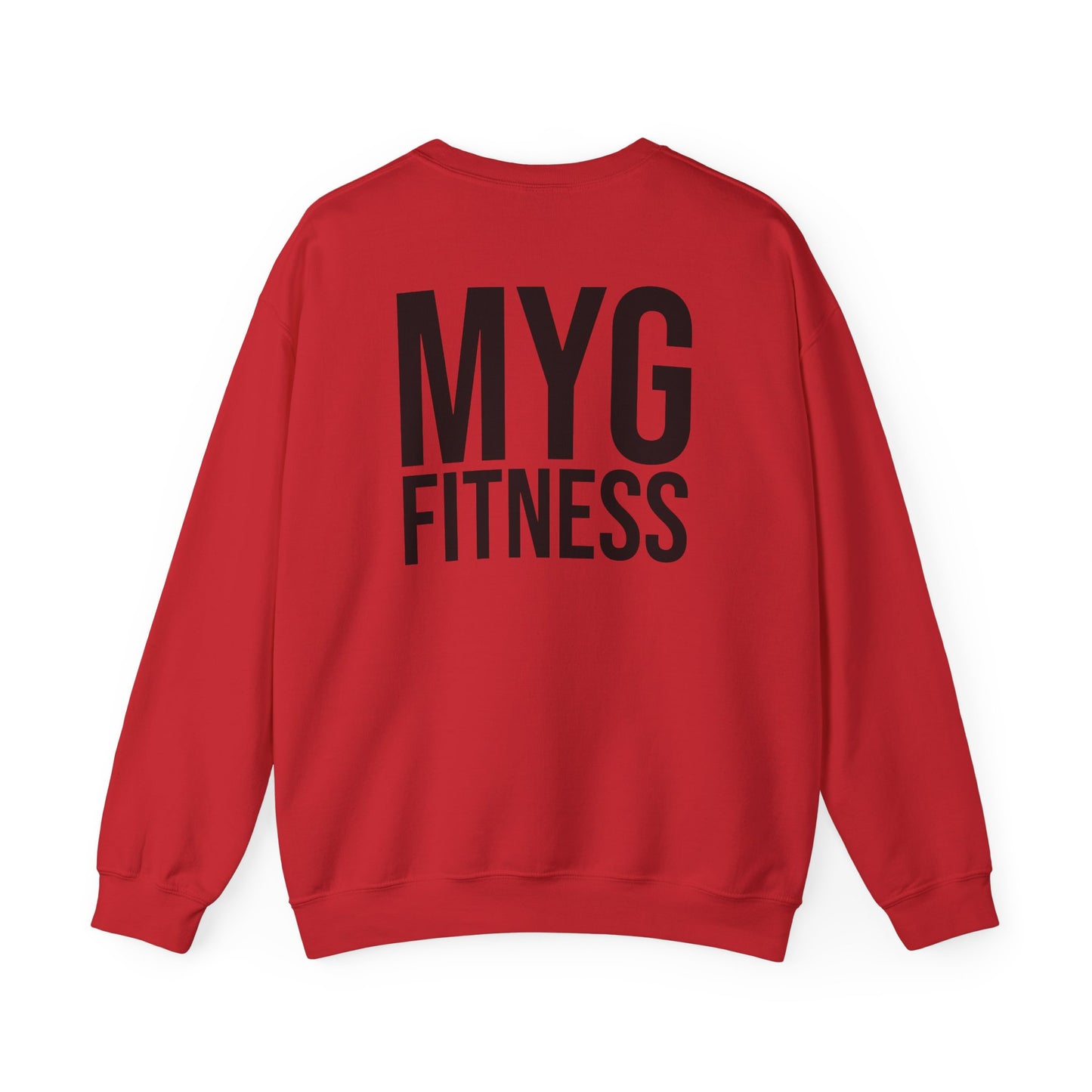 MYGFITNESS Essentials Logo With Back Print Unisex Heavy Blend™ Crewneck Sweatshirt - Cozy Apparel for Workout Enthusiasts