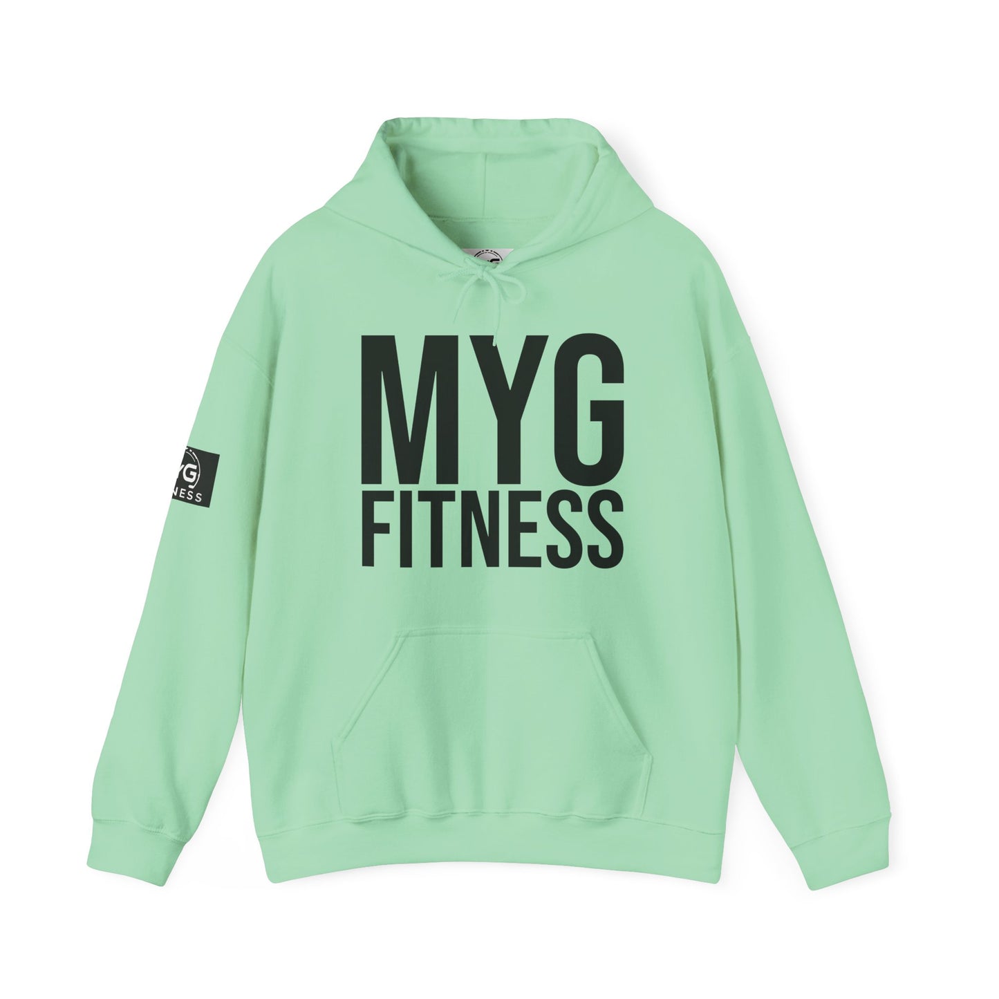 MYGFITNESS Essentials Arm Logo Unisex Heavy Blend™ Hoodie - Motivational Activewear for Fitness Enthusiasts