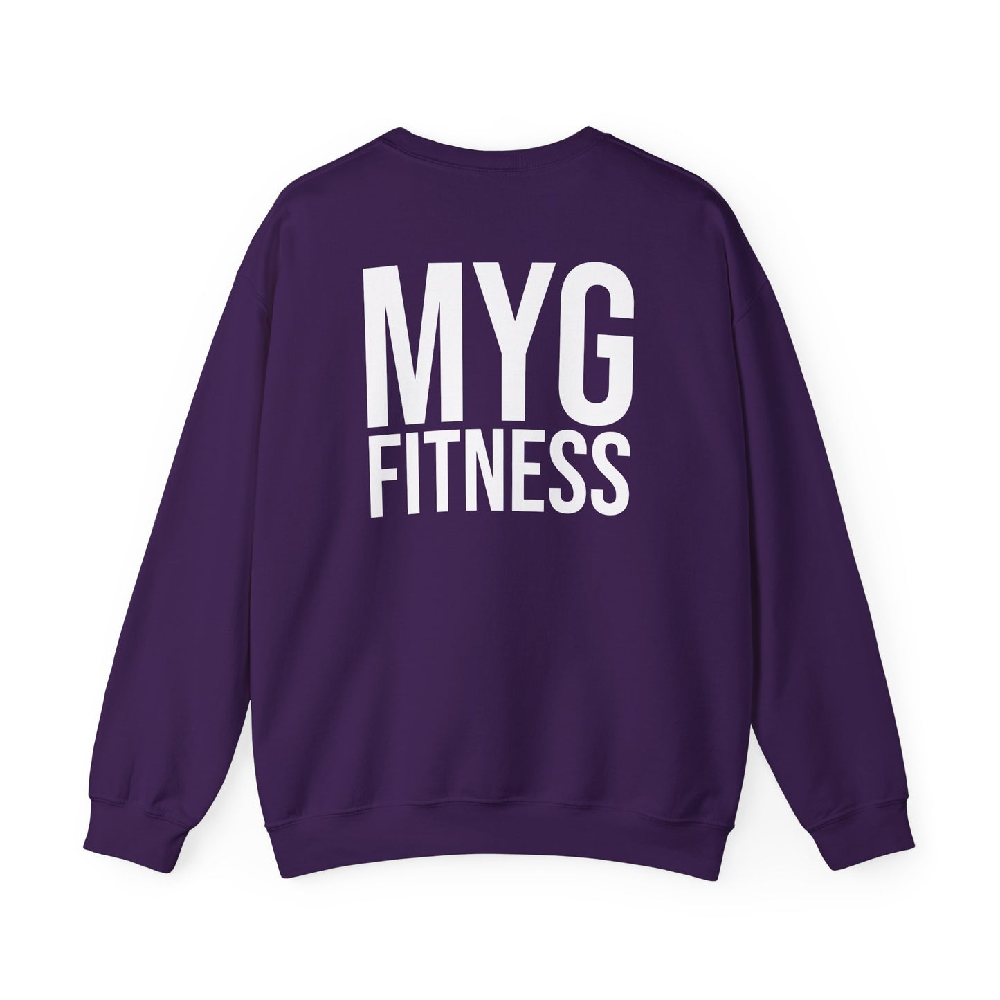 MYGFITNESS Essentials Logo With Back Print Unisex Heavy Blend™ Crewneck Sweatshirt - Cozy Apparel for Workout Enthusiasts