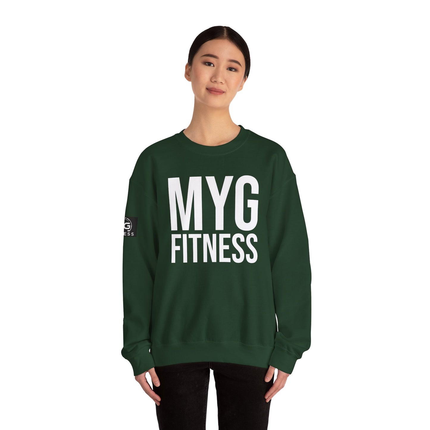 MYGFITNESS Essentials Arm Logo Unisex Heavy Blend™ Crewneck Sweatshirt - Cozy Apparel for Workout Enthusiasts