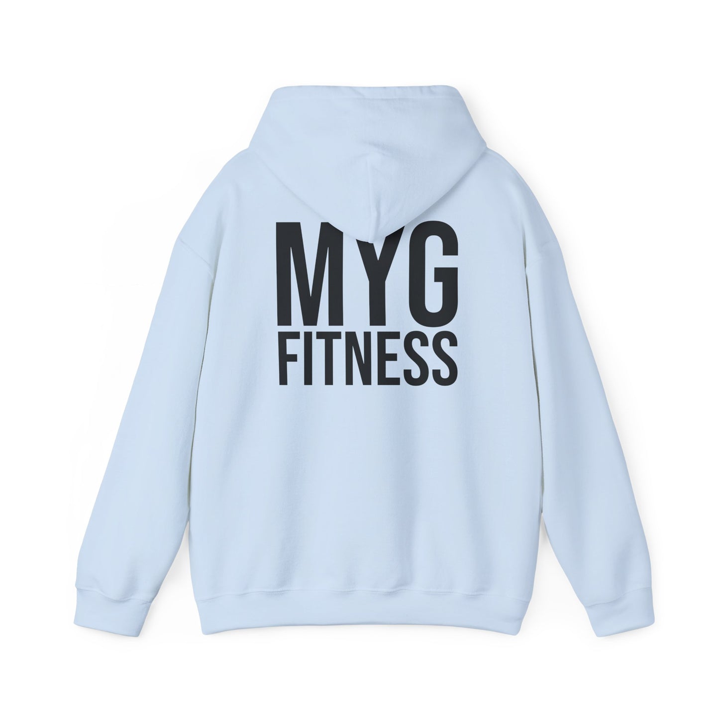 MYGFITNESS Essentials Logo With Back Print Unisex Heavy Blend™ Hoodie - Motivational Activewear for Fitness Enthusiasts