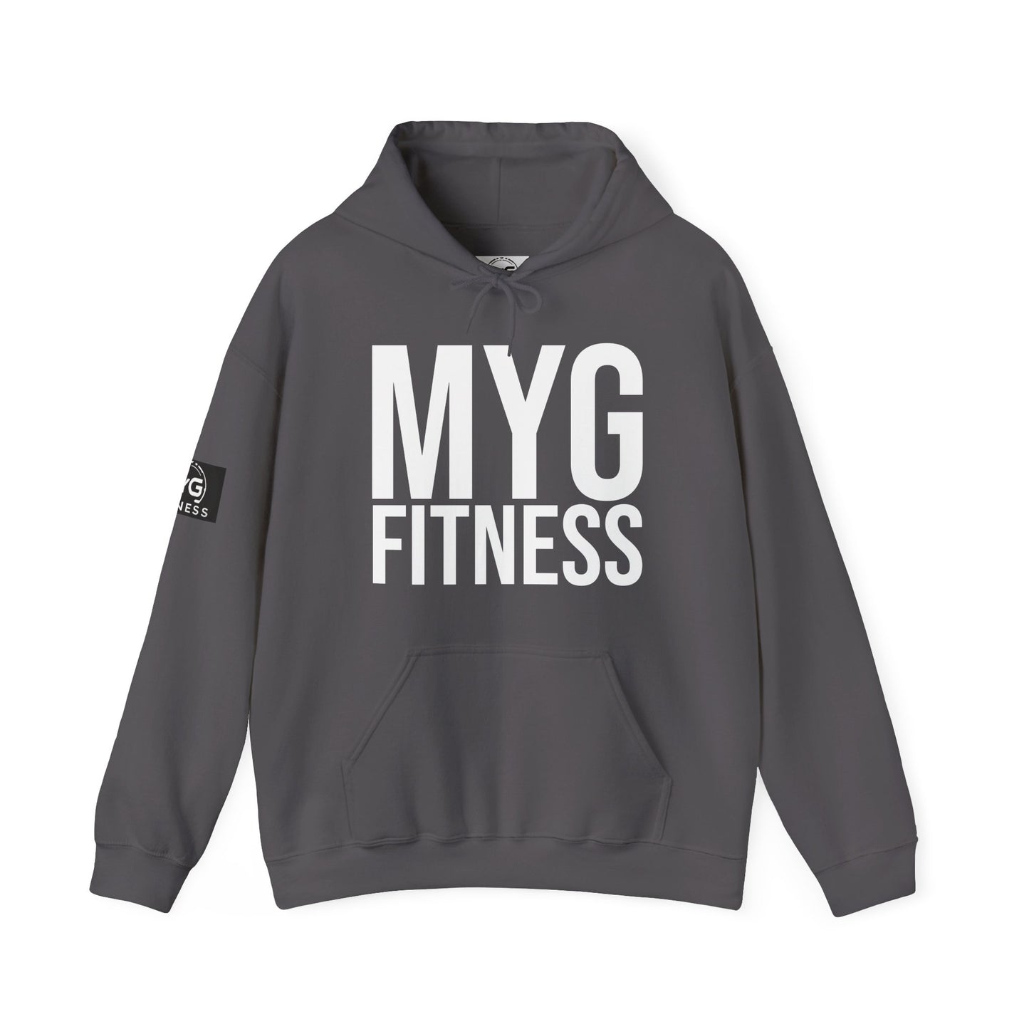 MYGFITNESS Essentials Arm Logo Unisex Heavy Blend™ Hoodie - Motivational Activewear for Fitness Enthusiasts